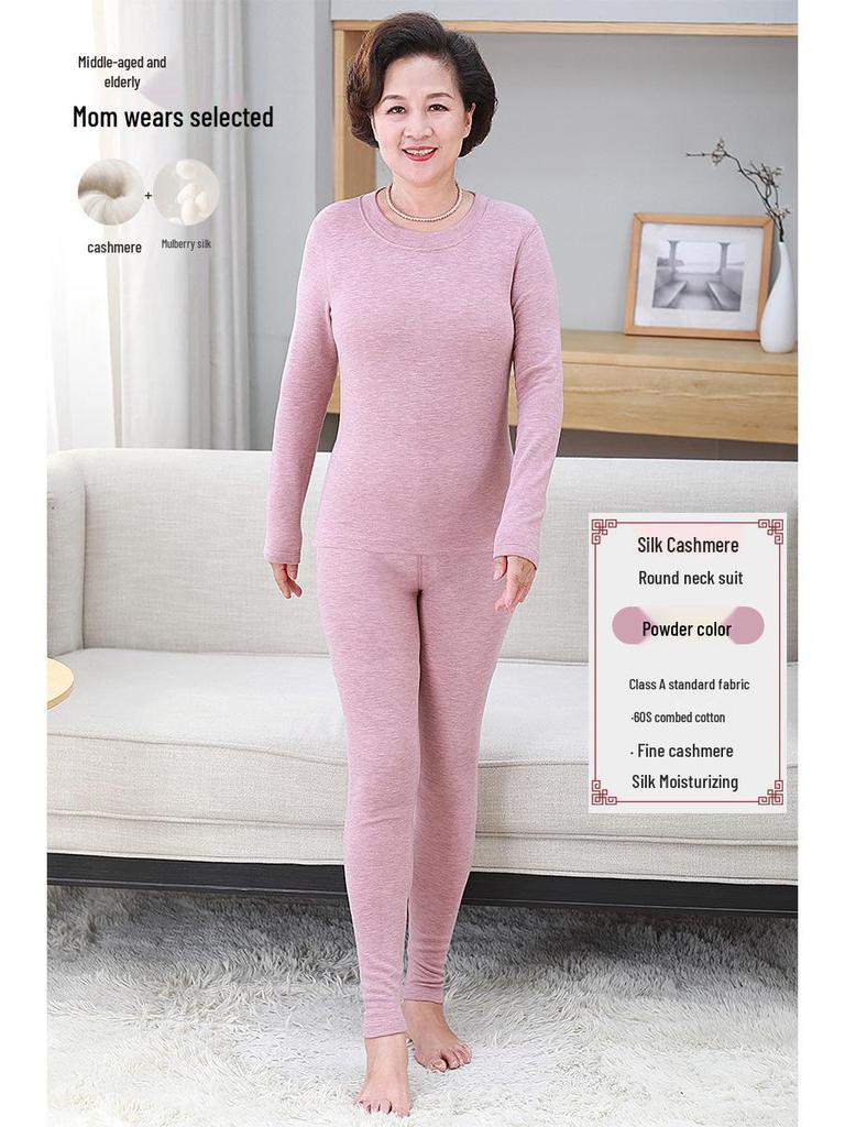 Cashmere Elderly Warm Set: Cozy Autumn/Winter Underwear Gift for Mom & Dad with Plus Velvet