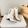 Boots women's niche pointed design new autumn slope heel medium tube Spice girl belt buckle fashion boots tube feeling
