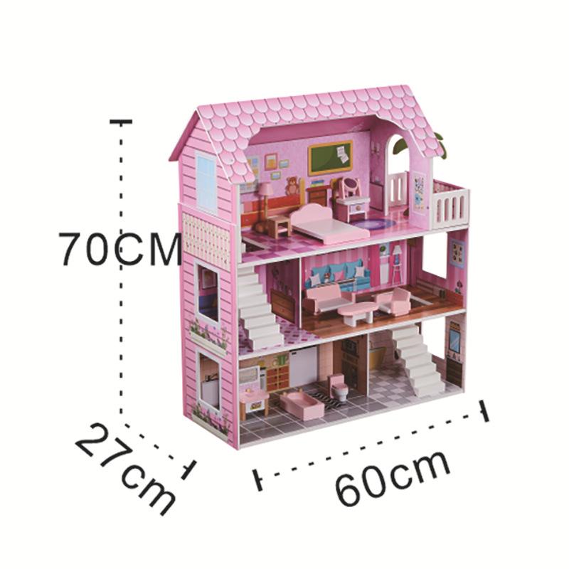 Nordic Wooden Dollhouse for Boys & Girls: Princess Villa Playset