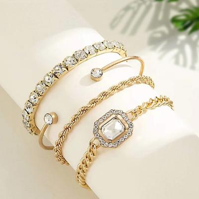 4 Piece Women Bracelet Suit European And American Multi-layer Antique Bracelet Fashion Simple Personality Fried Dough Twists