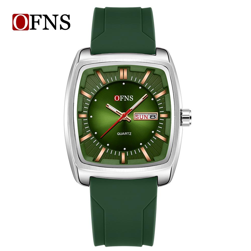 OFNS Men's Trendy Quartz Wristwatch: Steel Band, 3D Scale, Business Casual, Waterproof, Luminous.