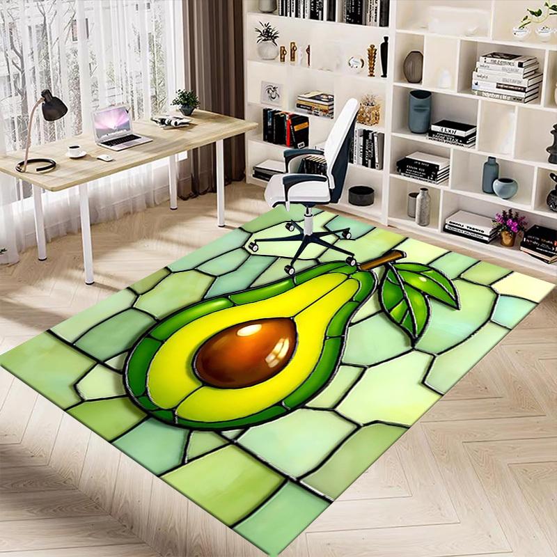 1PC Avocado Stained Glass Non-Slip Floor carpet, suitable for Office, bedroomand playrooms. It can also be used as a sofa footrest cover-T65