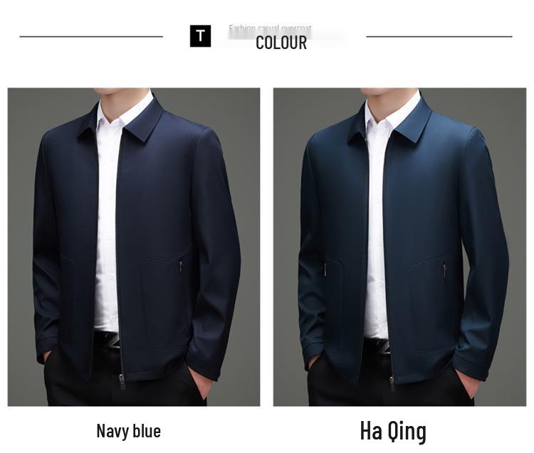 Spring 2026 Men's Lapel Casual Jacket - Middle-aged Dad Business Coat