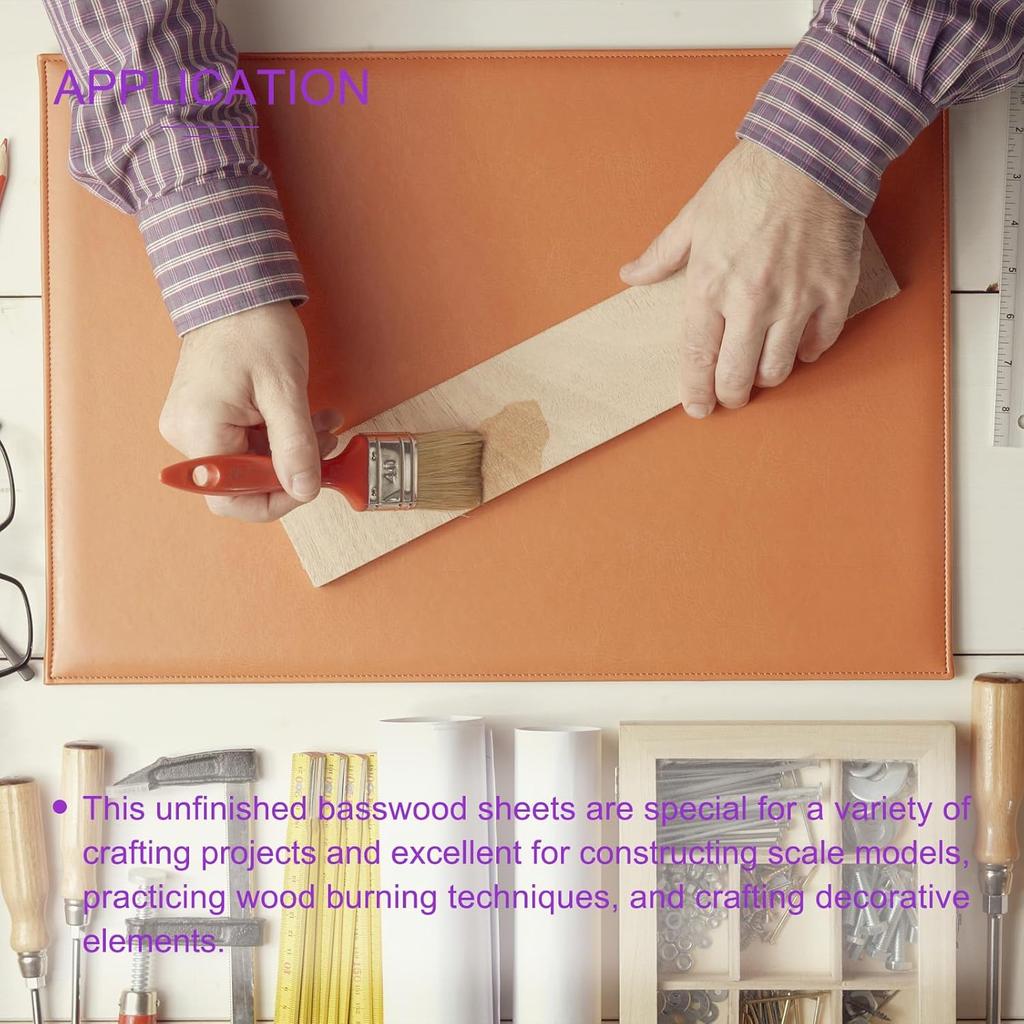 DMiotech 12 Pack 7 X 5 X 1/8 Inches 3mm Thick Wood Sheets Basswood Sheets Unfinished Plywood Squares Plywood for DIY Craft Laser Wood Burning Drawing