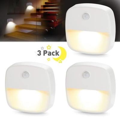 LED Wall Night Light - Motion Detector - Light Sensor - Pack of 3 - Indoor Lighting