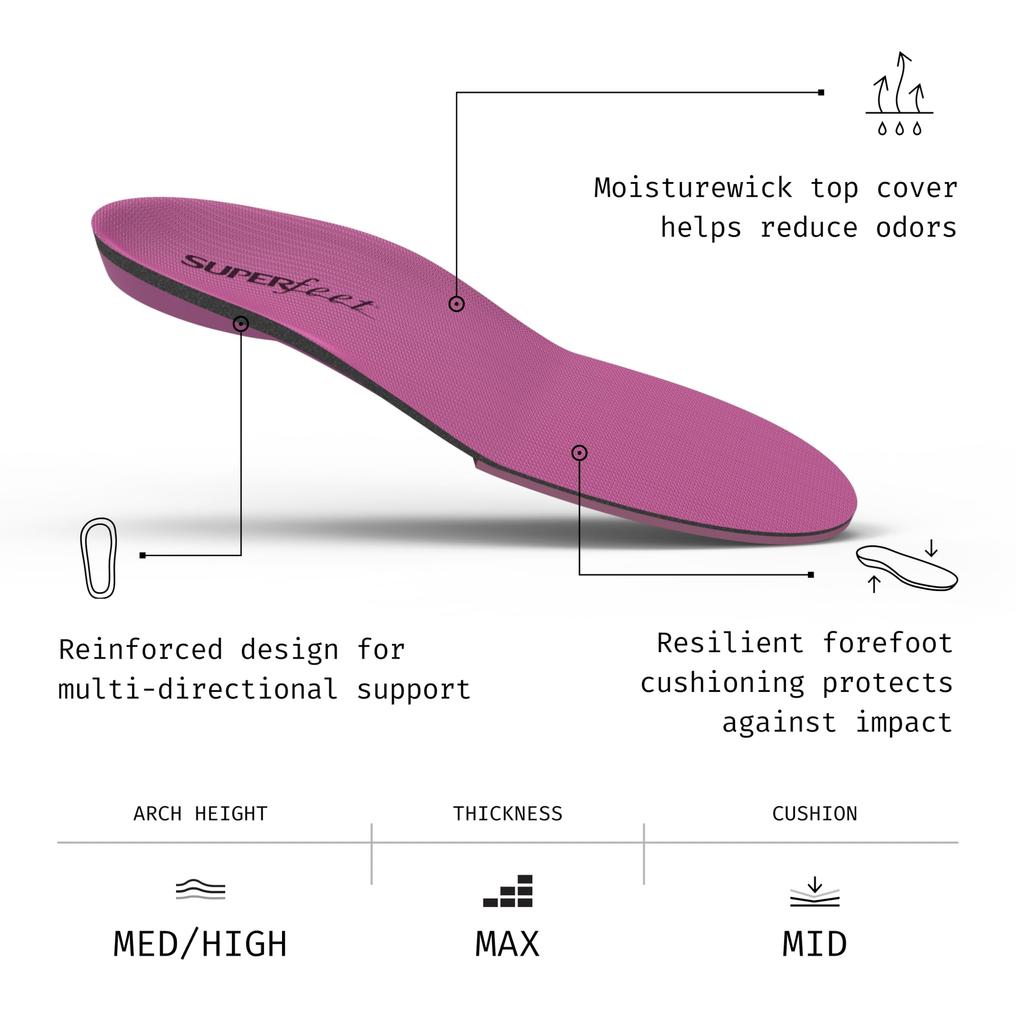 [Superfeet] Insoles [Authorized Dealer Product] All-Purpose Women's High Impact Support Shock Absorption Sports Competition Pink BERRY B (21-23cm)