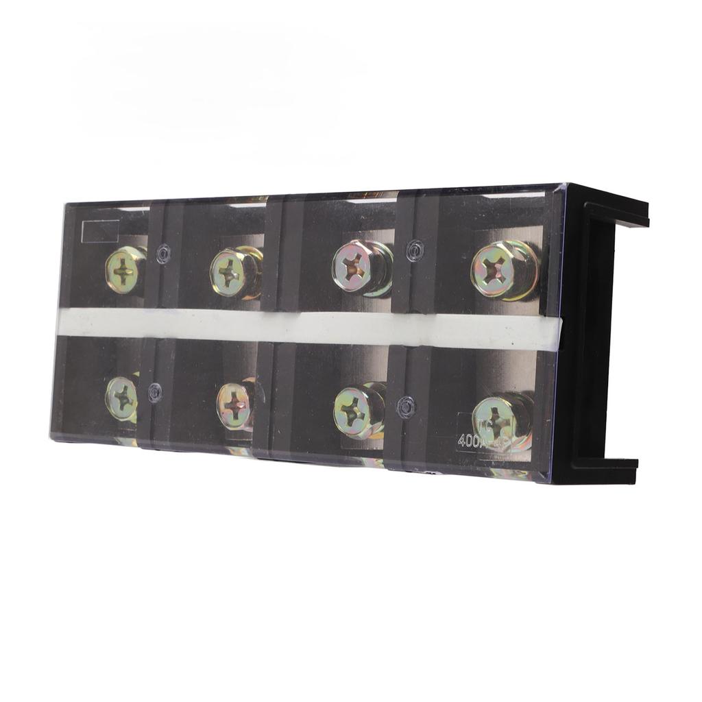 Barrier Terminal Strip Block 400A 600V High Current Dual Row Locking Terminal Strip with Cover for