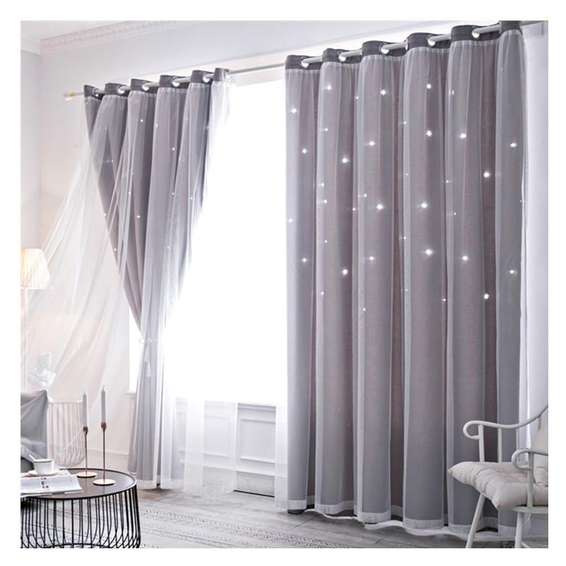 Hollow Star Curtains Of The Same Style, Lace Curtains, Dream Princess, Wind Height Blackout Double-Layer Curtains, Finished Products