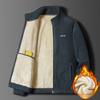 Autumn and Winter Warm Lamb Wool Middle-aged Men's Stand-up Collar Fleece Sweater Men's Thickened Father's Clothing