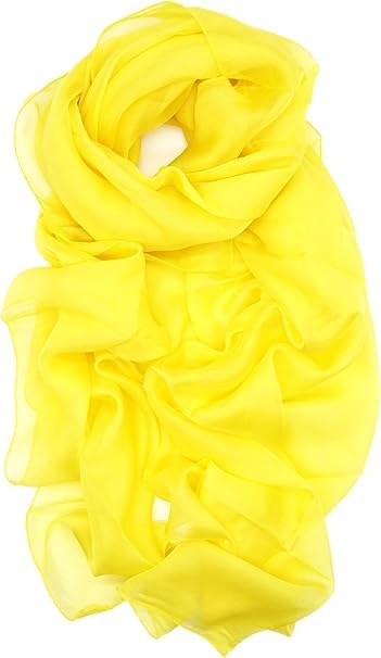 Scarf Silk Large 195 x 135cm Sunflower Plain Rectangular Large Silk UV Protection Chiffon Natural Material Thin Stole Washable Silk UV Protection