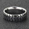 18K Gold Concave-Convex Texture Stainless Steel Tire Ring for Women