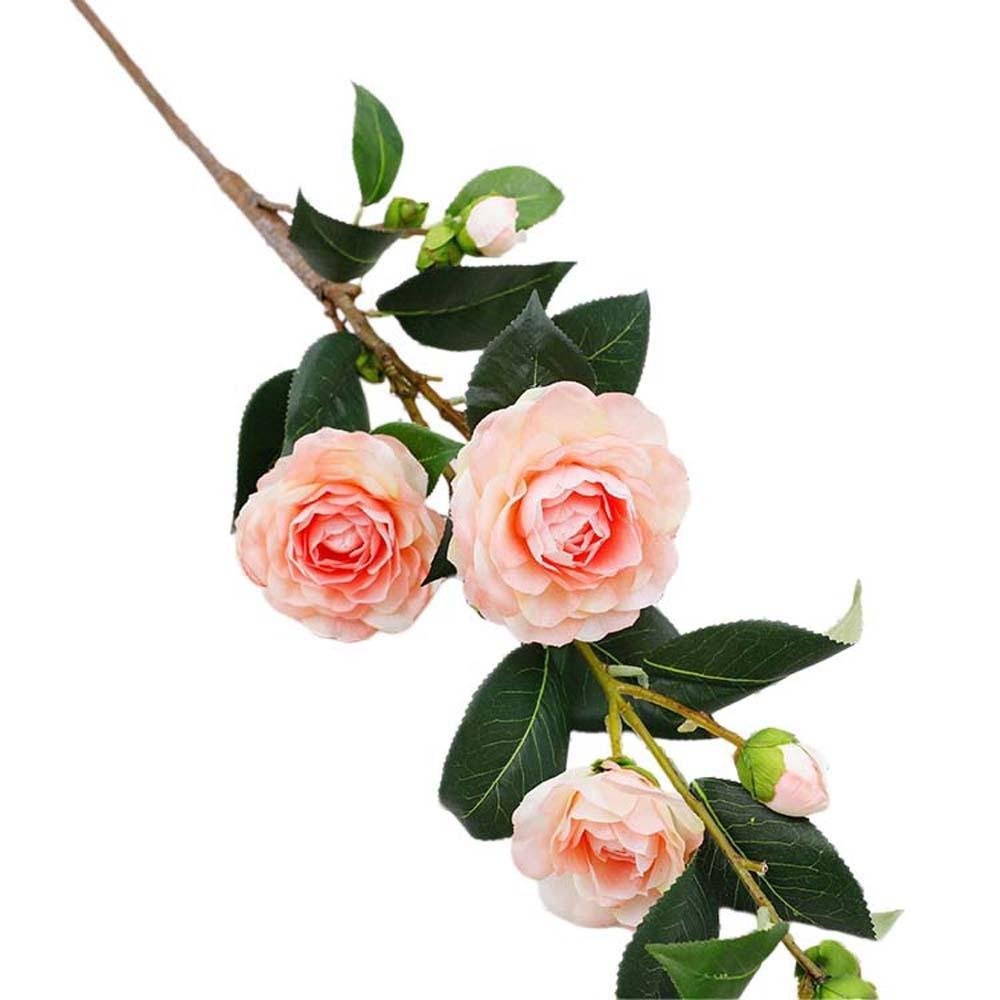 

Green Leaf Artificial Camellia Flower Handmade Real Touch Simulation Rose Artificial Luxury Faux Flower Branch Wedding Party шампанского