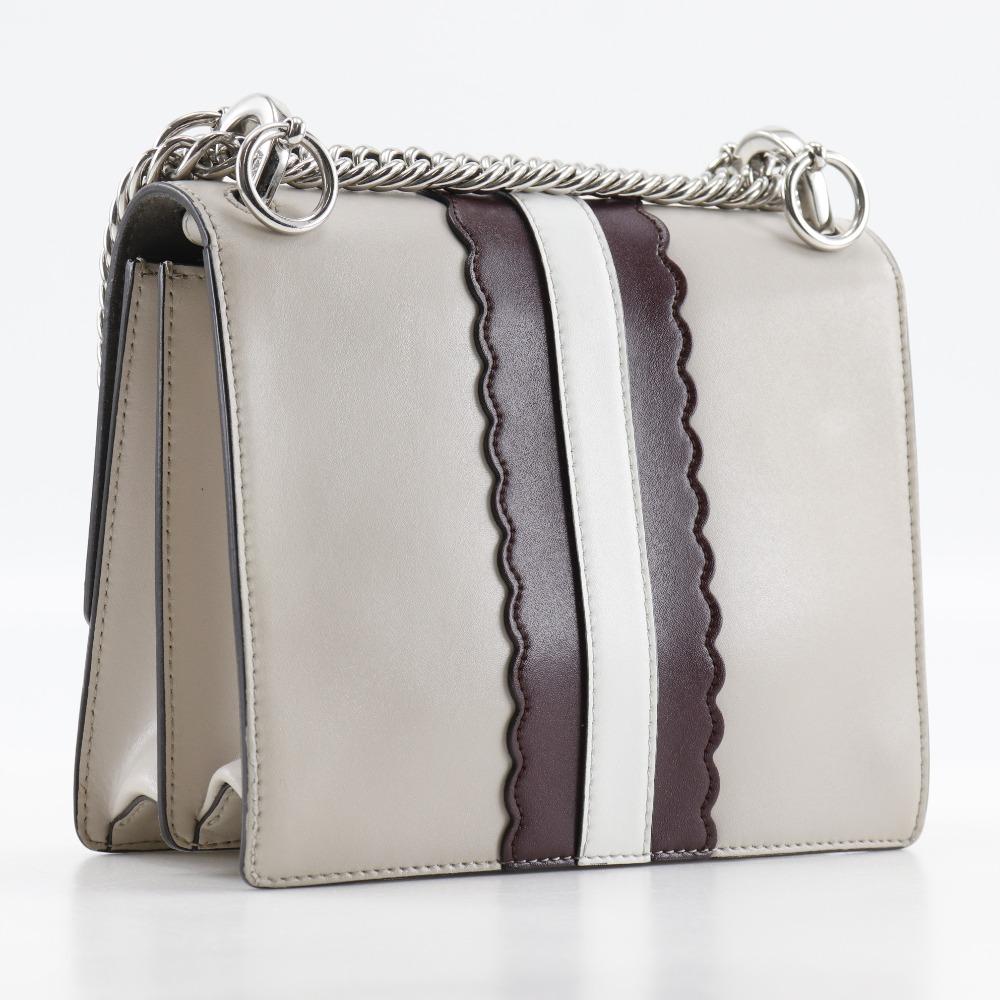 Fendi Mini Canai Shoulder Bag 8M0381-9JU Studs Beige Calfskin Women Used