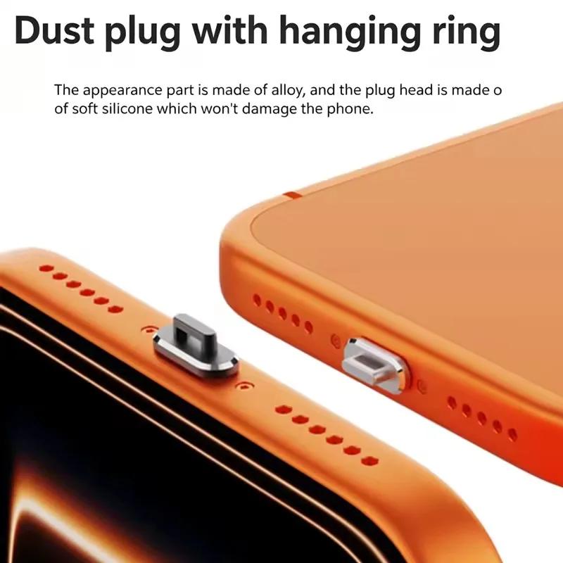 6/1Pcs Type C Charging Port Protector Stopper Cap Cover DIY Dust Plugs Pendant for iPhone 17 Samsung Anti-Dust Plug with Hole