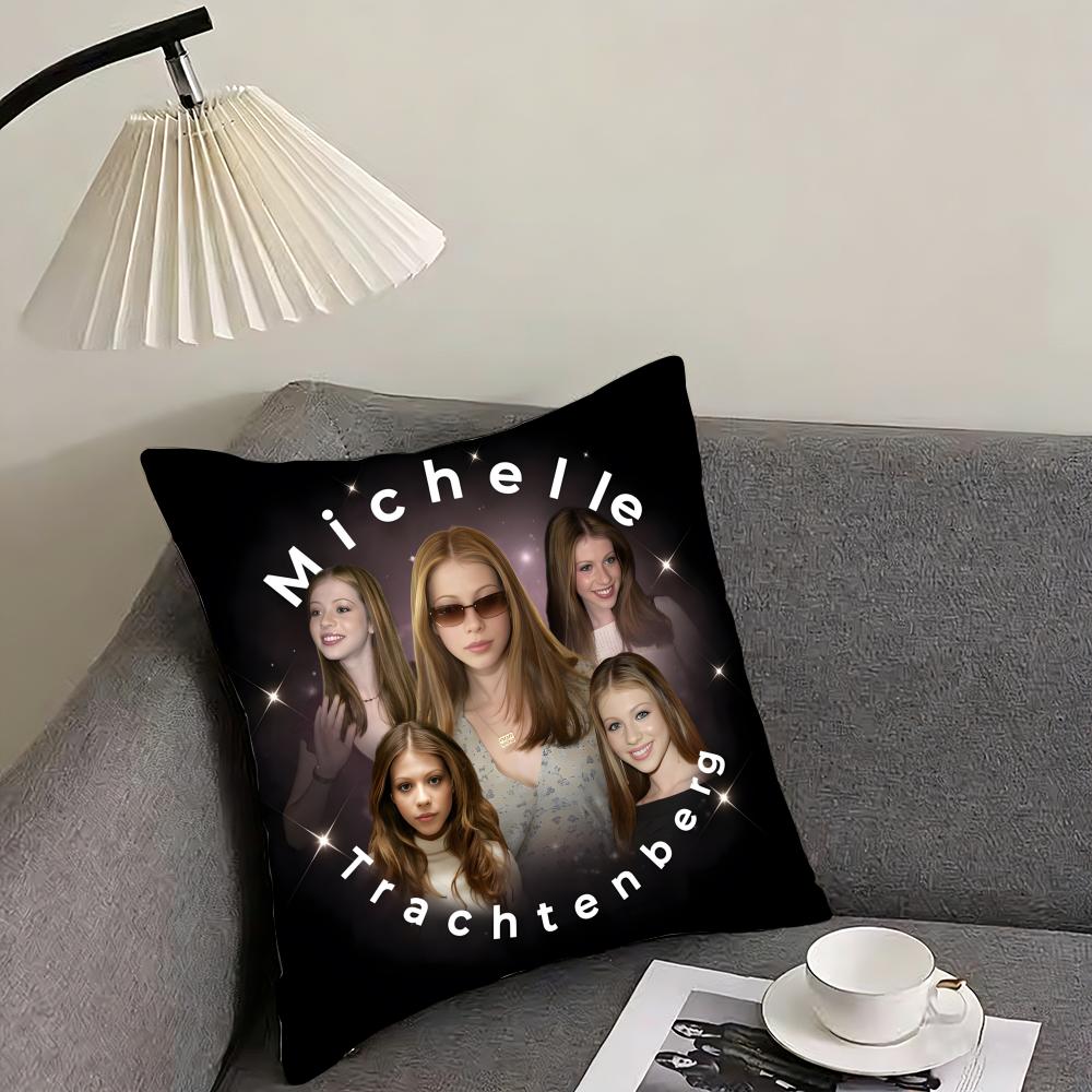 M-Michelle T-Trachtenberg Kuddfodral Vändbart Plyschkuddfodral – För bil, soffa, sovrum, perfekt som present.