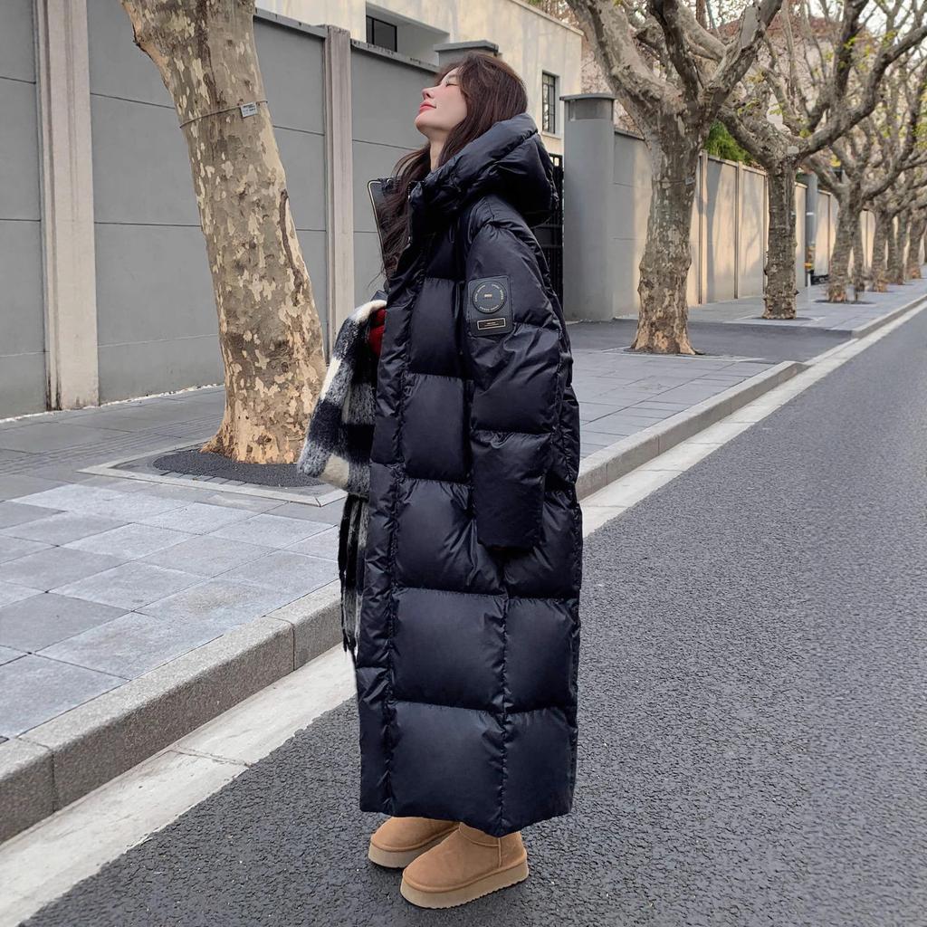 Winter black and gold down cotton-padded clothes for women's winter new long knee-length cotton-padded clothes, thickened loose cotton-padded jackets