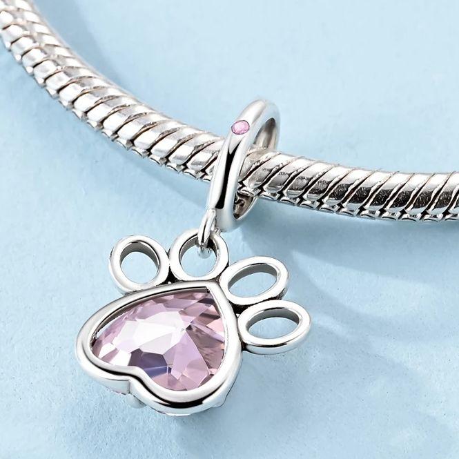 Copper Charm Pink Paw Fit Original Bracelet Diy Fashion Pendant Woman Jewelry