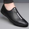 Men's Shoes 2025 Summer New Breathable Thin Hollow Hole Shoes Black Leather One-pedal Lazy Casual Leather Shoes