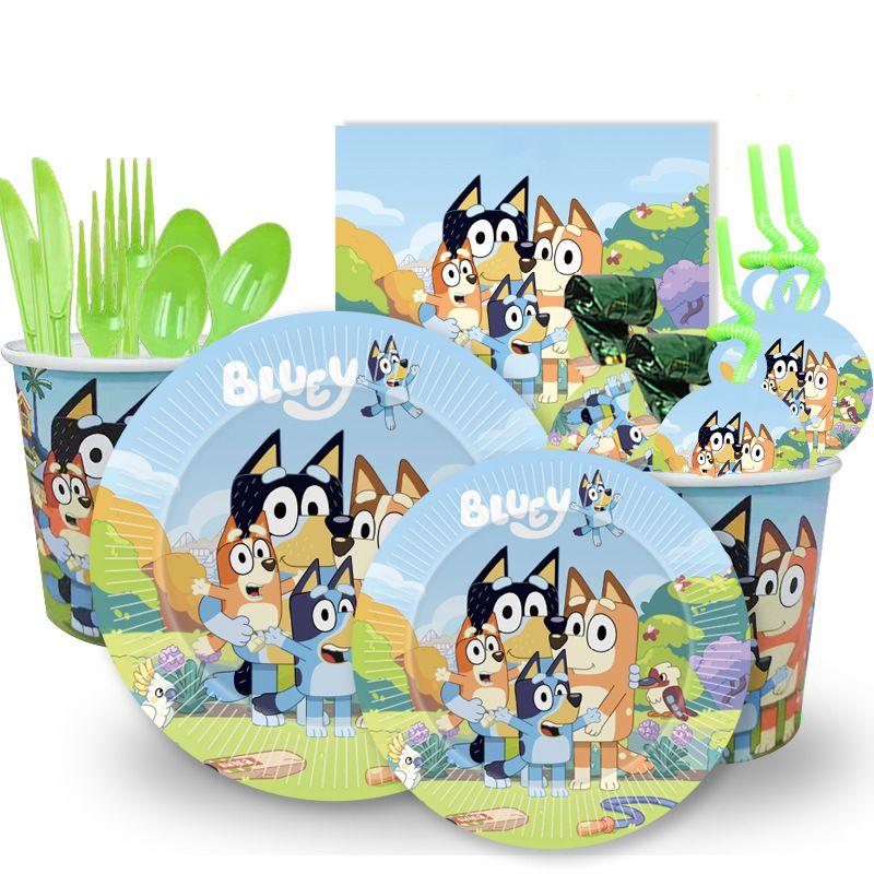 Theme Kids Bluey Birthday Party Supplies Decor Plate Tablecloth Balloon Banner