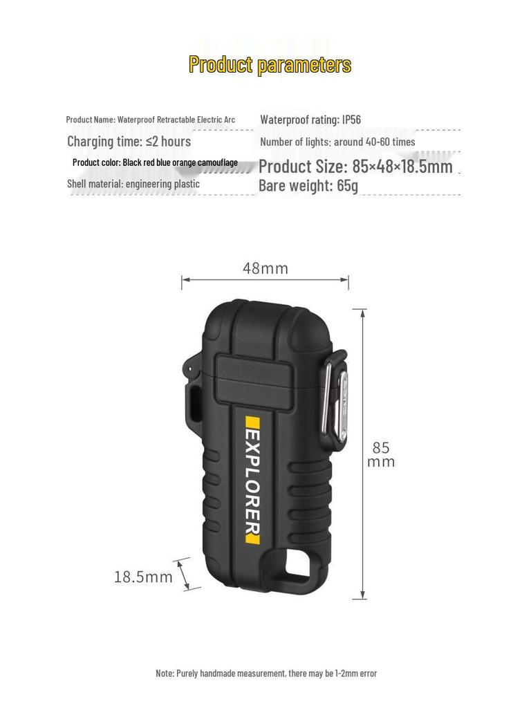 Outdoor Camping Waterproof Windproof Type-C Rechargeable Lanyard Lighter F37