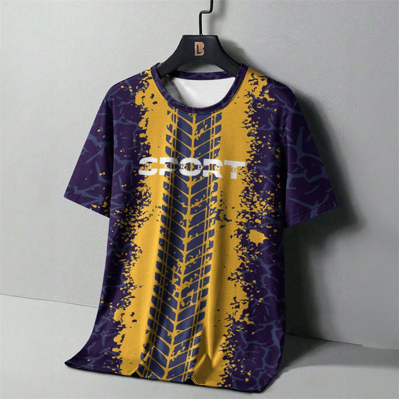 Men's Running T-Shirt 3d Print Oversized Short Sleeved Top High Elasticity Sports Shirt Summer Quick Dry Fitness T-Shirt For Men