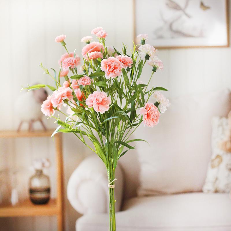 Carnation Silk Flower Bouquet with Vase - Artificial Floral Arrangement for Home Decor