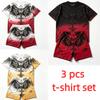 Summer Fashion Y2K Vintage Cross Skull Wings Graphic Printed Round Neck Short Sleeved T-Shirt And Shorts Set Men's and Women's T-shirt Shorts Set