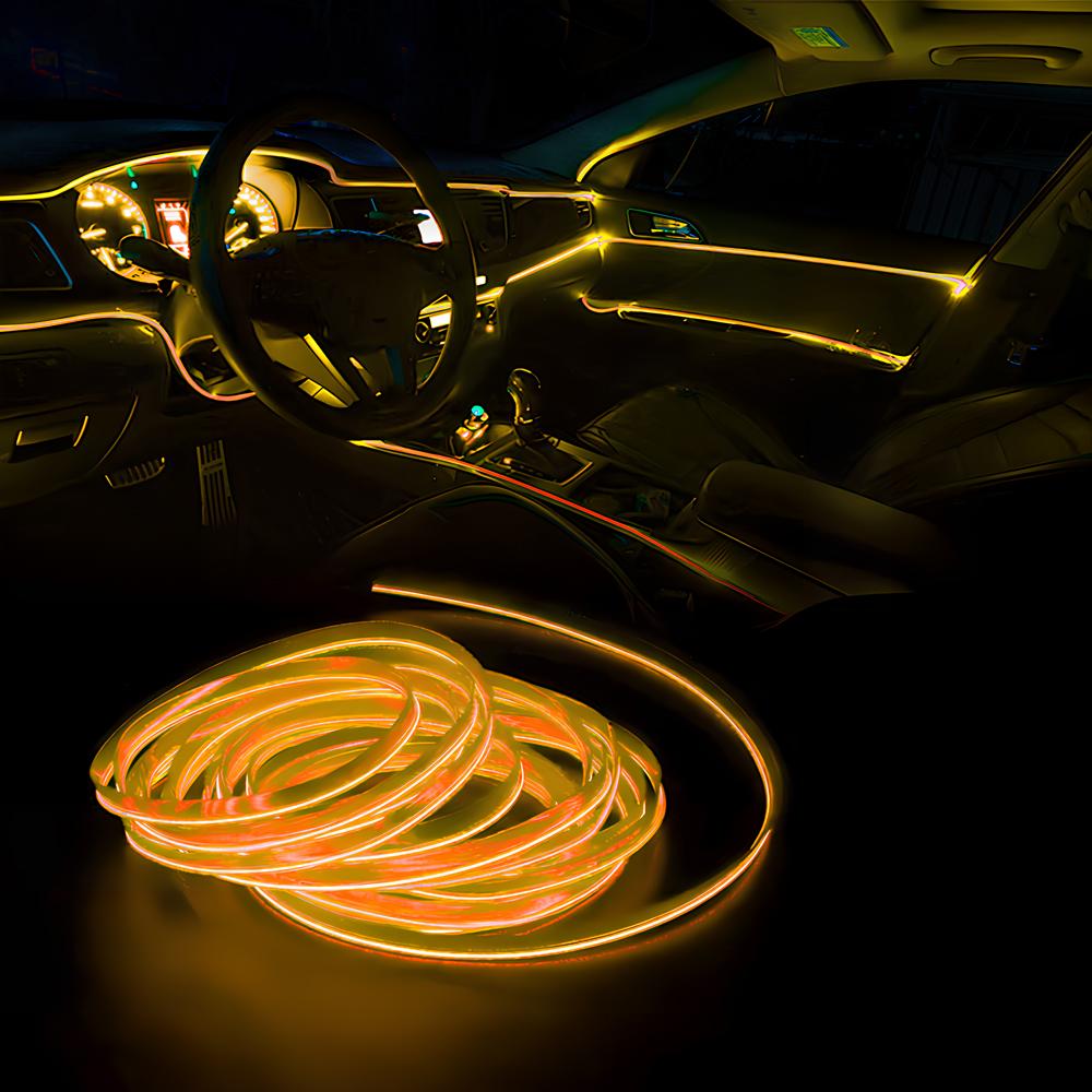 1M 2M 3M 5M Car Interior Lighting Auto LED Strip Wire Rope Tube Line Flexible Neon Light With 12V USB Cigarette Drive