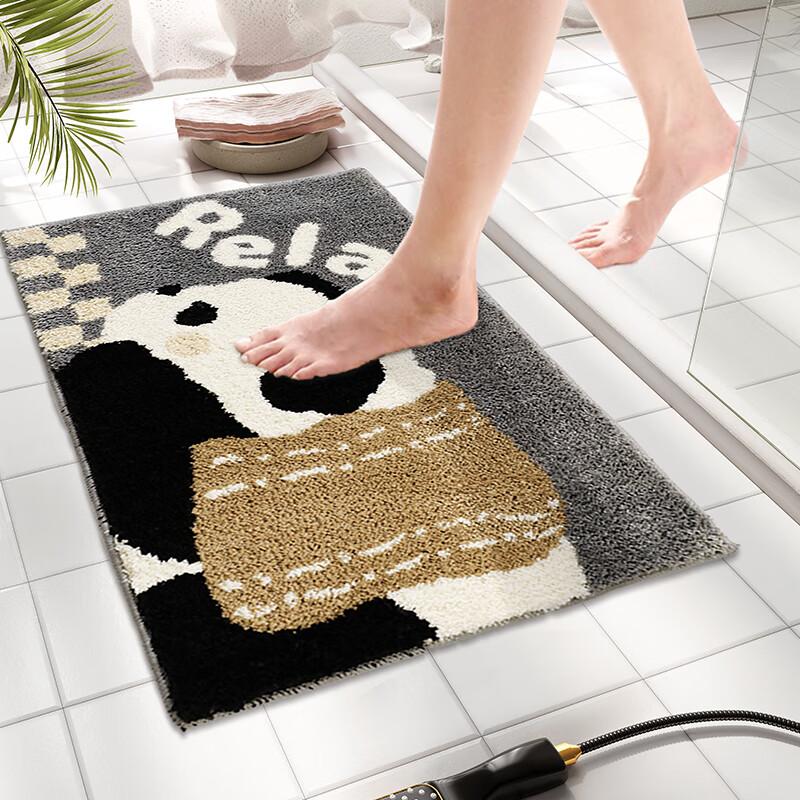 Cute Panda Plush Non-Slip Absorbent Bathroom Floor Mat for Home Toilet Entrance