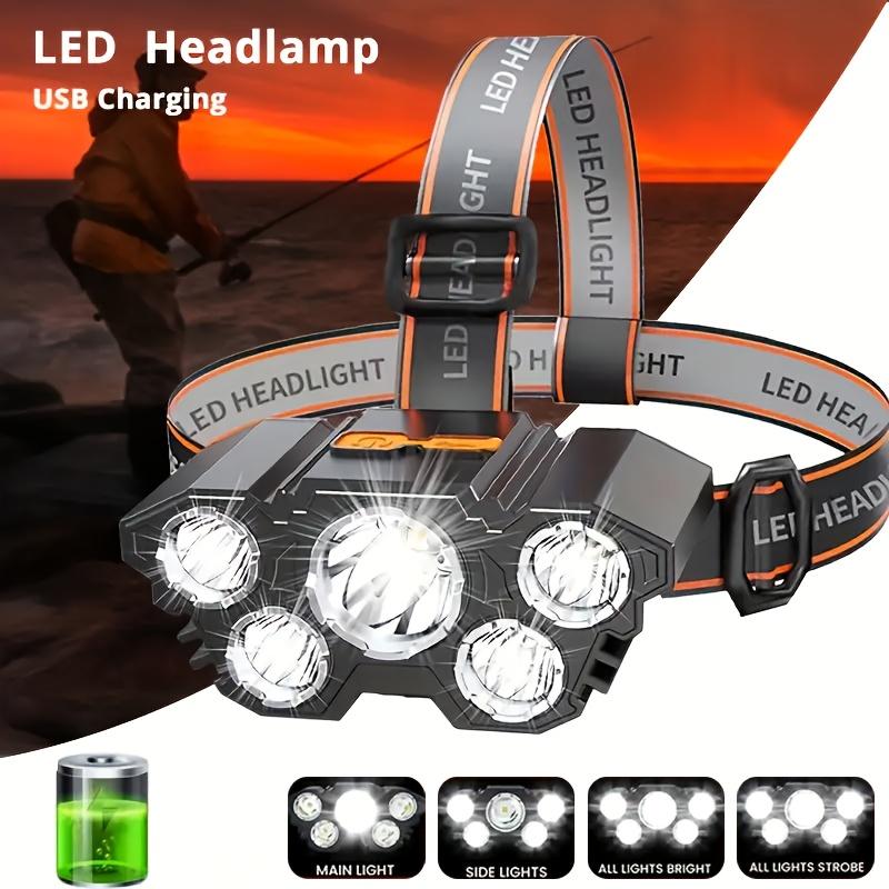 

Rechargeable Headlamp, 5 Ultra-Bright LEDs, Lightweight USB-Rechargeable Headlamp, 3 Modes