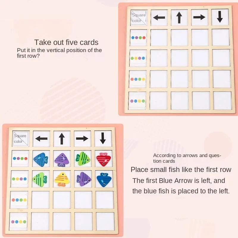 Non-Toxic Children'S Wooden Montessori Toys Kids Logical Thinking Training Direction Color Cognition Educational Battle Battle Board Game