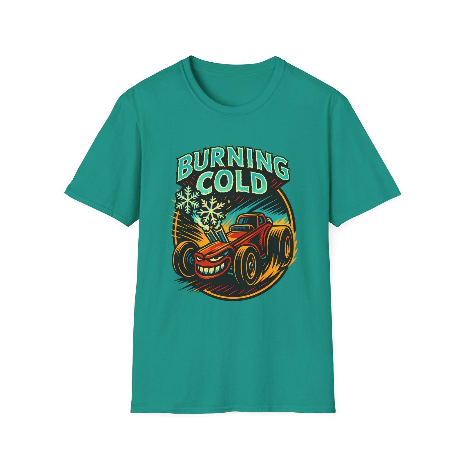 Unisex Softstyle T-Shirt Mens Womens Tees Top Burning Cold Dragster Snowflake Hot Rod Graphic S