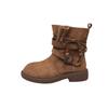 2025 autumn side zipper short knight boots women's autumn new round head thick heel belt buckle suede short boots