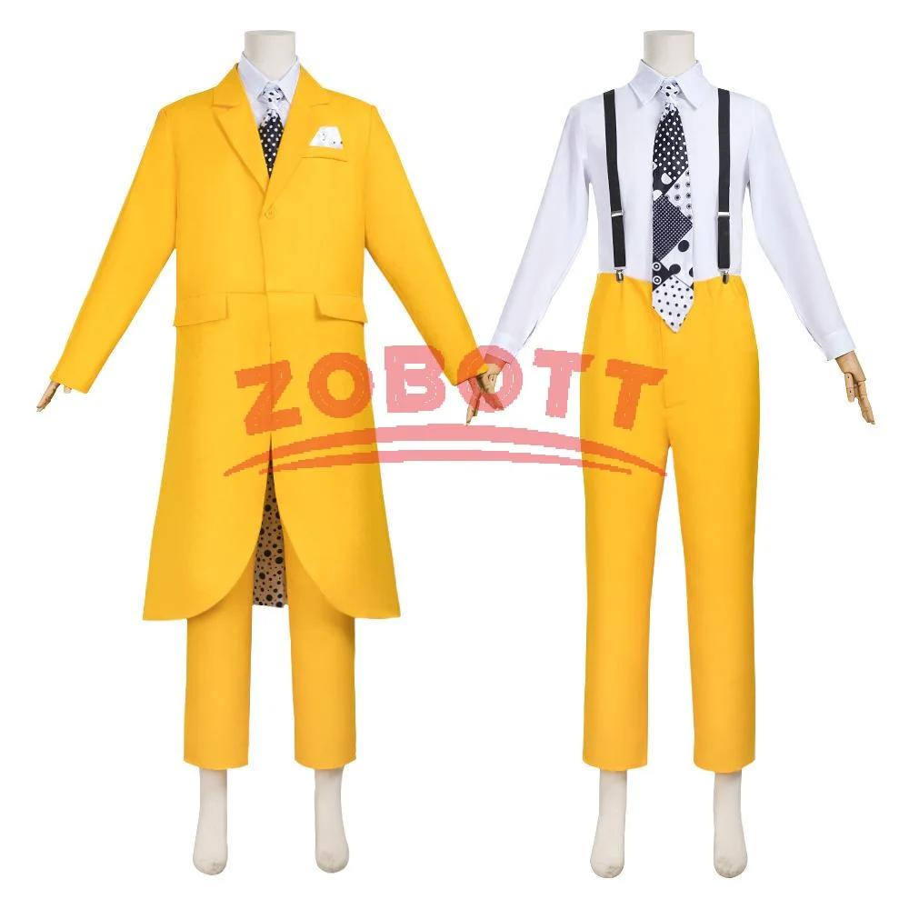 Film The Mask Costume Cosplay Jim Carrey Cosplay Uniforme Gialla Uomo Abito da Festa Cappello Halloween Joker Clown Accessorio Costume