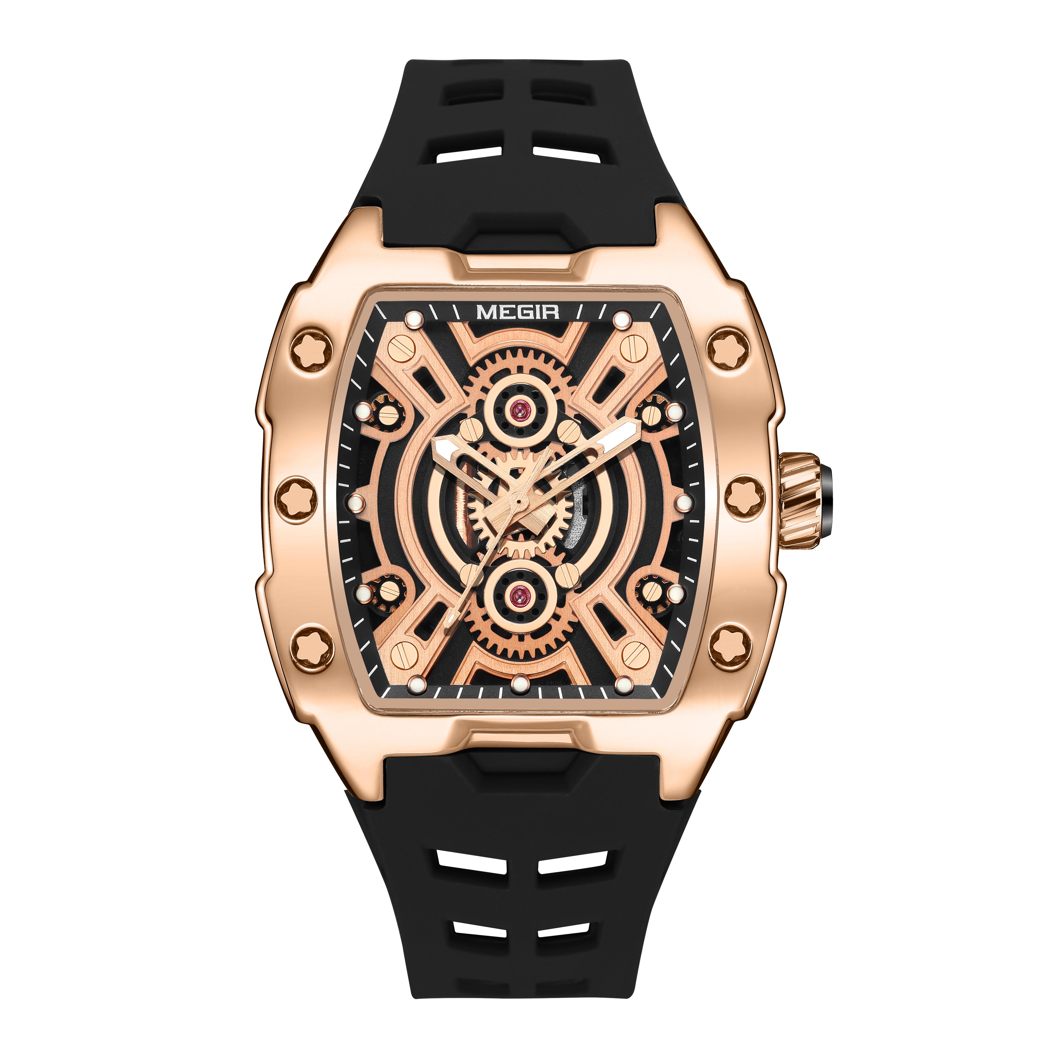 

MEGIR Спортивные часы для мужчин Водонепроницаемые Военные Кварцевые Наручные часы Силиконовый ремешок Большой циферблат Светящиеся Повседневные часы Часы Montre Homme 8116