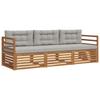 Outdoor Sofa Set with Cushions 3 Pcs Natural and Light Grey