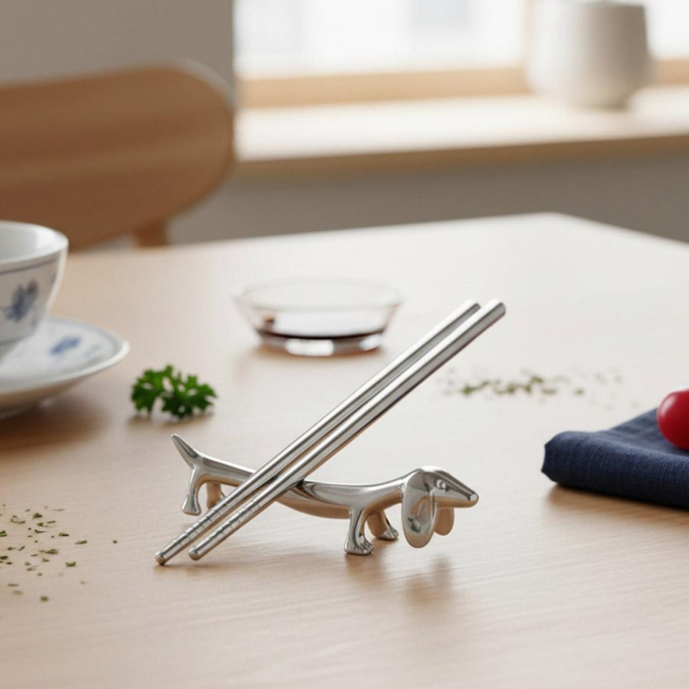 Cute Animal Chopstick Rest Metal Dog Chopstick Holder Creative Deer Japanese Style Tableware Chopstick Stand Utensil Rest Decor