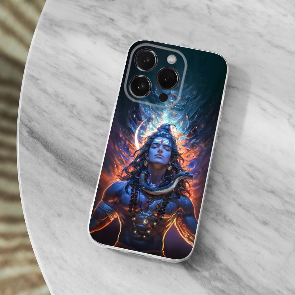 India Mythology Lord Shiva Case For iPhone 17,11,12,13,16,14,15,Pro,Max,Plus,X,XS,XR,SE,Mini Transparent Soft Silicone