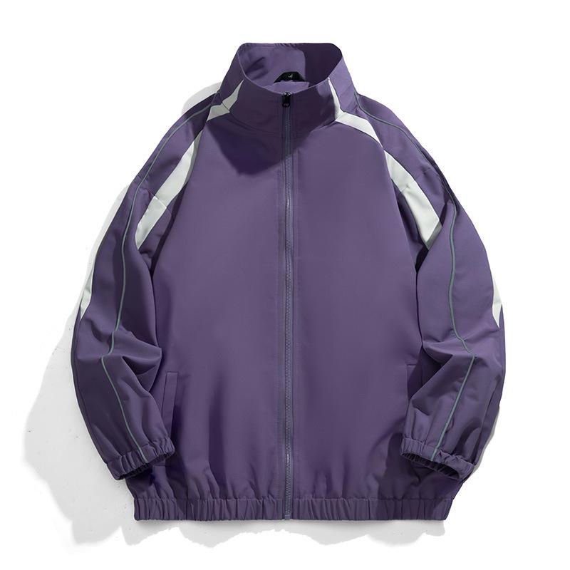 Frühlings- und Herbst-Spleiß Stehkragen Lässige Einfarbige Jacke Paarjacke