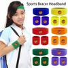 1 Set Kids Sports Headband Wristband Ball Embroidery Stretch Boys Girls Knitted Basketball Volleyball Wrist Protector Sweatband