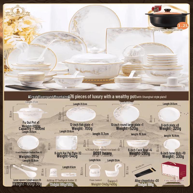Younuo Chinese Ceramic Dinnerware Set