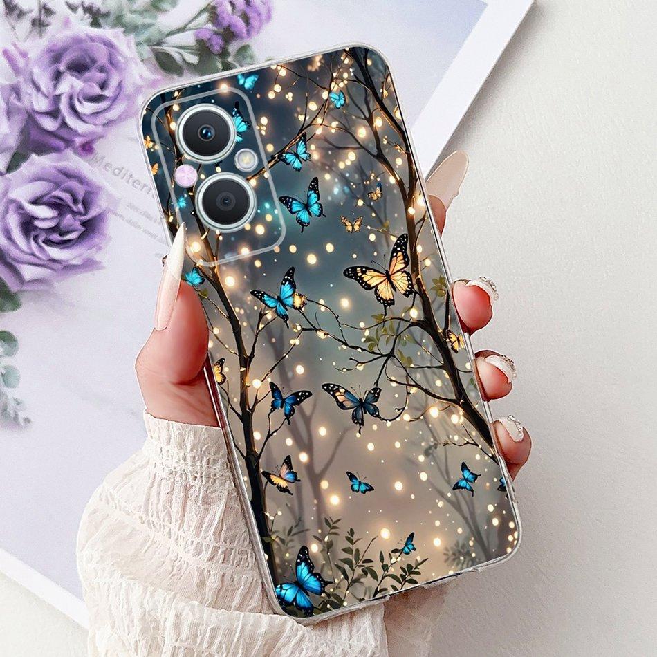 For OPPO Reno7 Z 5G / Reno8 Z 5G Elegant Floral Butterfly Phone Case For Oppo Reno 7Z 8Z 5G Soft Silicone TPU Cases