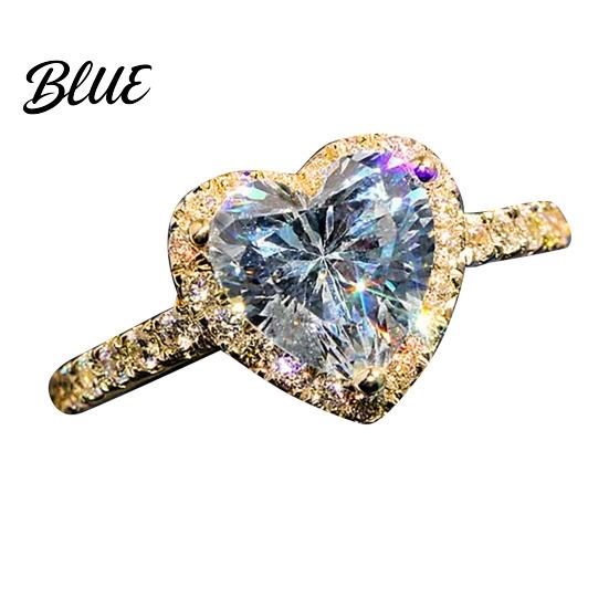 Rhinestone Band Ring Cubic Zirconia Heart Rhinestones Women Sparkling Elegant