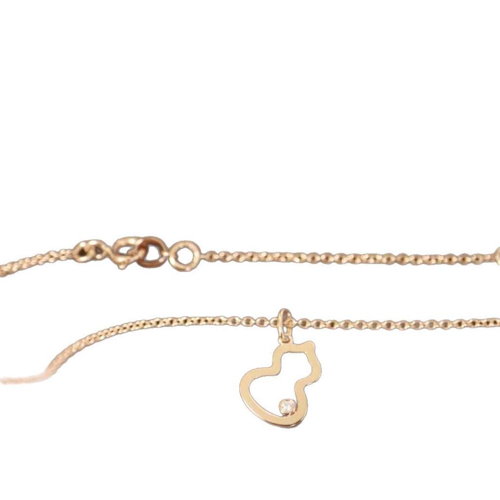 Q Family V Gold High-End Diamond-Set Hollow Lozenge Gourd Pendant Clavicle Chain