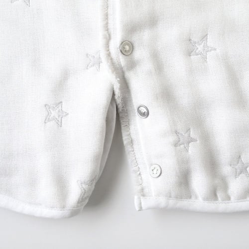 10mois Fluffy Gauze  6-layer Gauze  2way Baby Sleeper with Sleeves, 100% Cotton, White, Length 58cm, for Newborns To Around 3 Years Old
