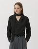 Aeskoneo V-Neck Shirred Tie Blouse Black At5Blf008Bk