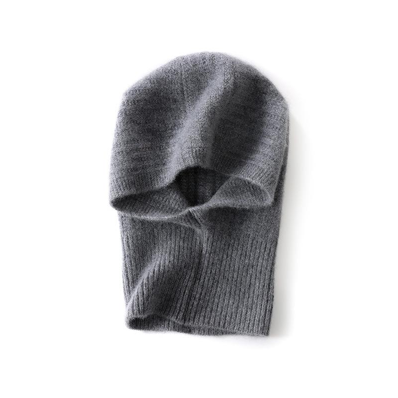 First-line ready-to-wear% pure cashmere Farak hat women's solid color twisted flower hooded thermal ear protection wool hat