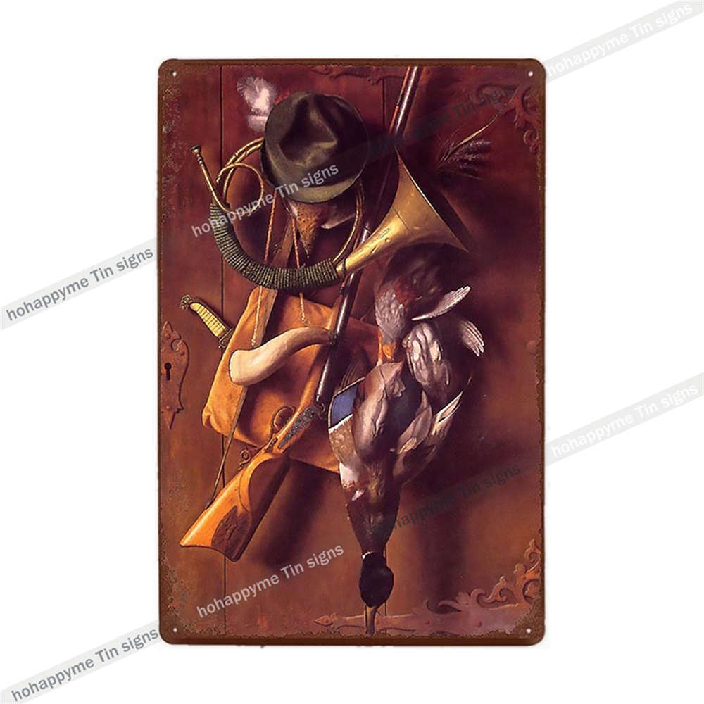Jagd Metallschild Blechschild Retro Jäger Plakette Eisenmalerei Jagd Poster Geschäft Vintage Wandkunst Dekoration Heimschilder 20x30cm