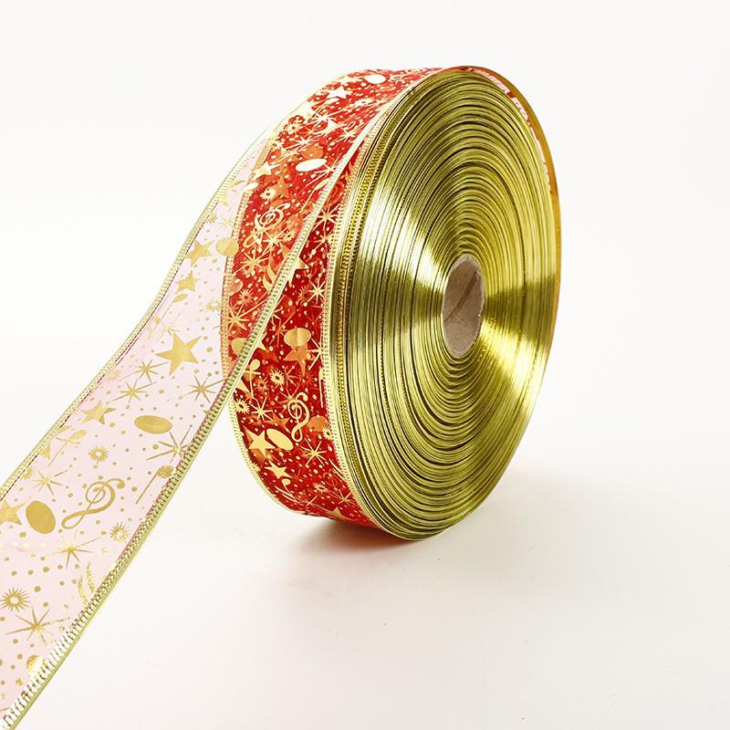 Gold and Silver Embroidered Christmas Ribbon for Gift Box Packaging
