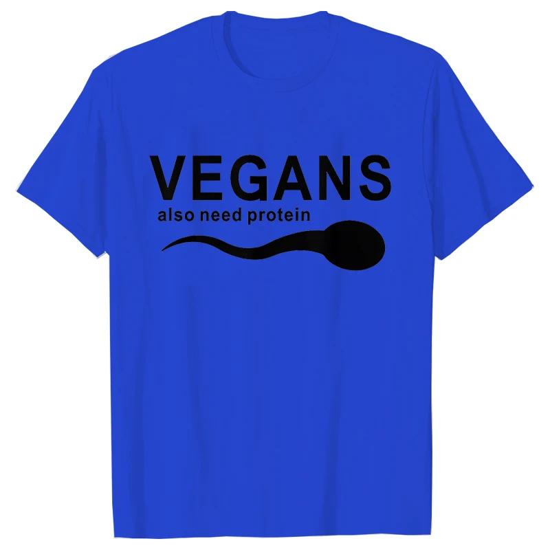 Funny Vegans Men's Clothing Also Need Protein Slogan Letter T Shirts Men Graphic Print Vegetable Vegetarianism Harajuku T-shirt
